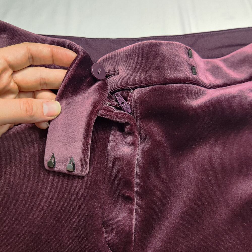Express Editor HIgh Rise Plum Purple Velvet Relaxed Wide Leg Trouser 10 Witchy - Picture 7 of 14